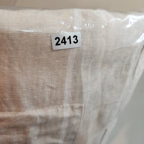 H&M Cream White Stripe Button Down Blouse Size XL 100% Linen Preppy Coastal - Picture 10 of 12